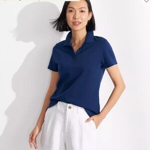 Lands' End Women's Navy Short Sleeve Polo